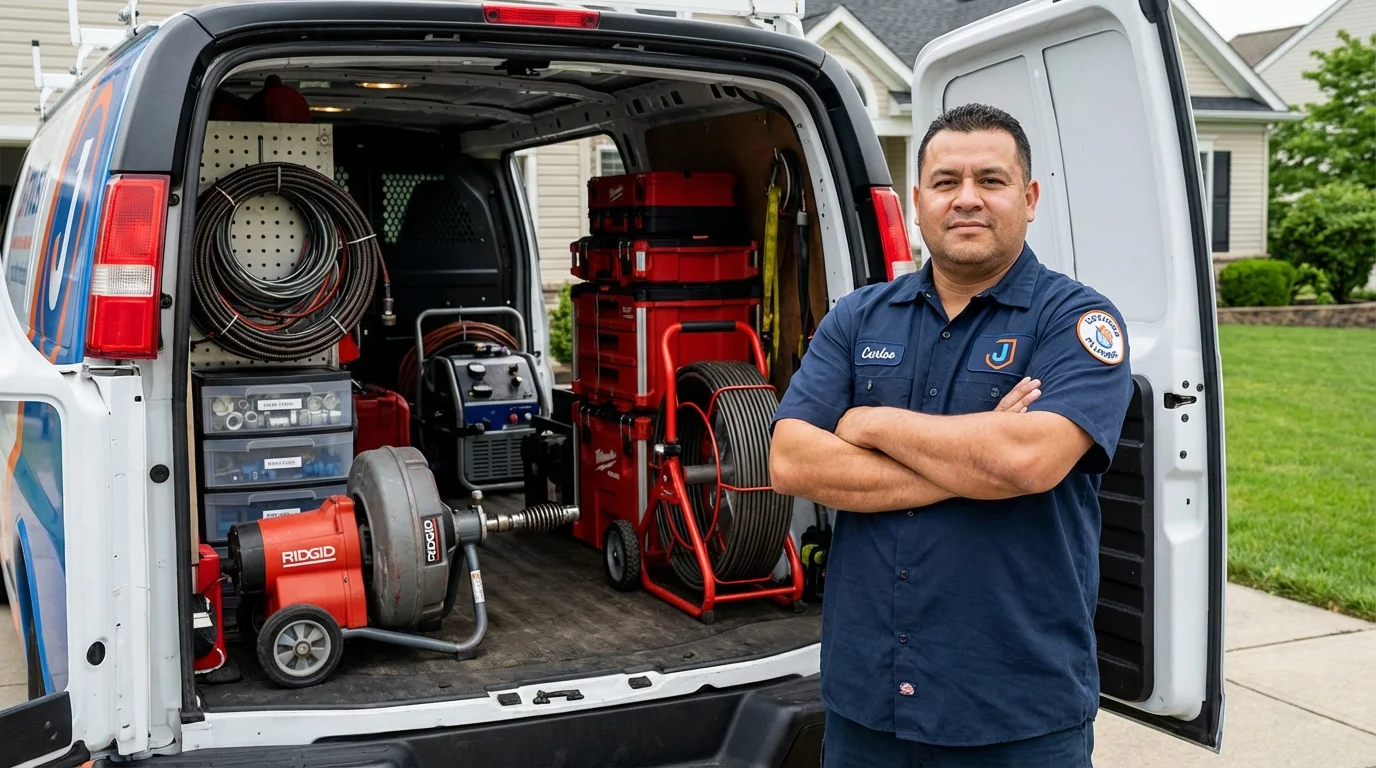 Professional drain cleaning equipment and Johns Plumbing LLC plumber in Williamstown