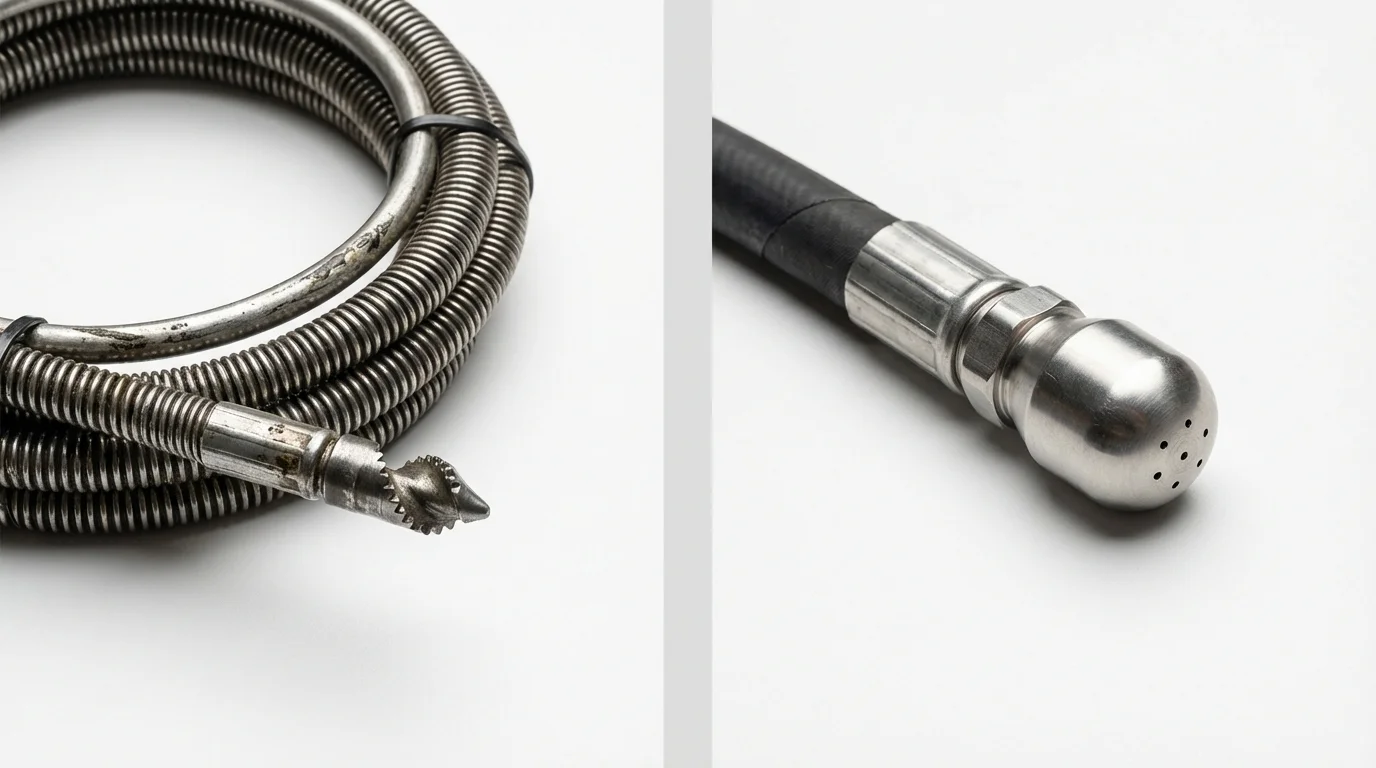 Drain snake cable and hydro jetting nozzle used for drain cleaning in Williamstown, KY